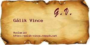 Gálik Vince névjegykártya